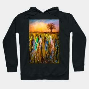 Watercolor abstract landscape and single tree Hoodie